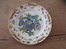 Assiette en Porcelaine de PARIS décor  fleurs bleues Bordure dorée