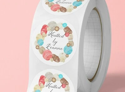MOMMY KNOWS BEST Personalised knitted by. Customised knitters sticker label packaging knit yarn