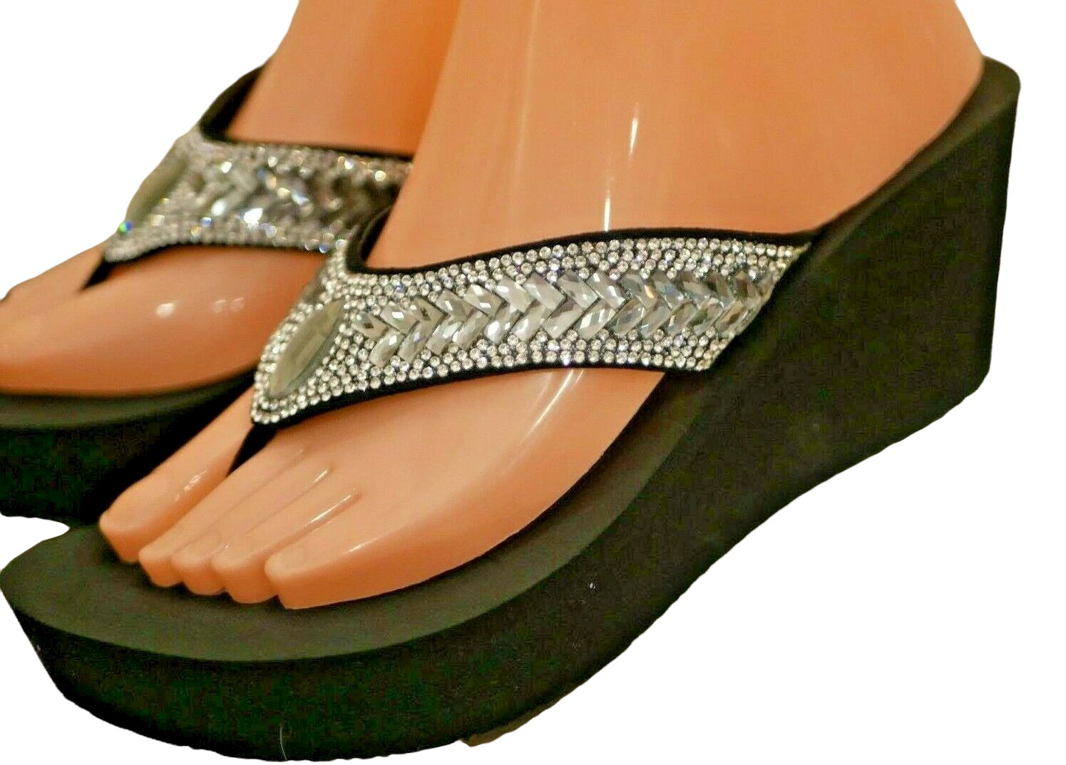 NEW WOMEN'S YELLOW BOX CLEAR GLORIAN WEDGE FLIP FLOPS SANDALS