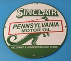 Vintage Sinclair Gasoline Sign - Porcelain Service Station Gas Pump Plate Sign