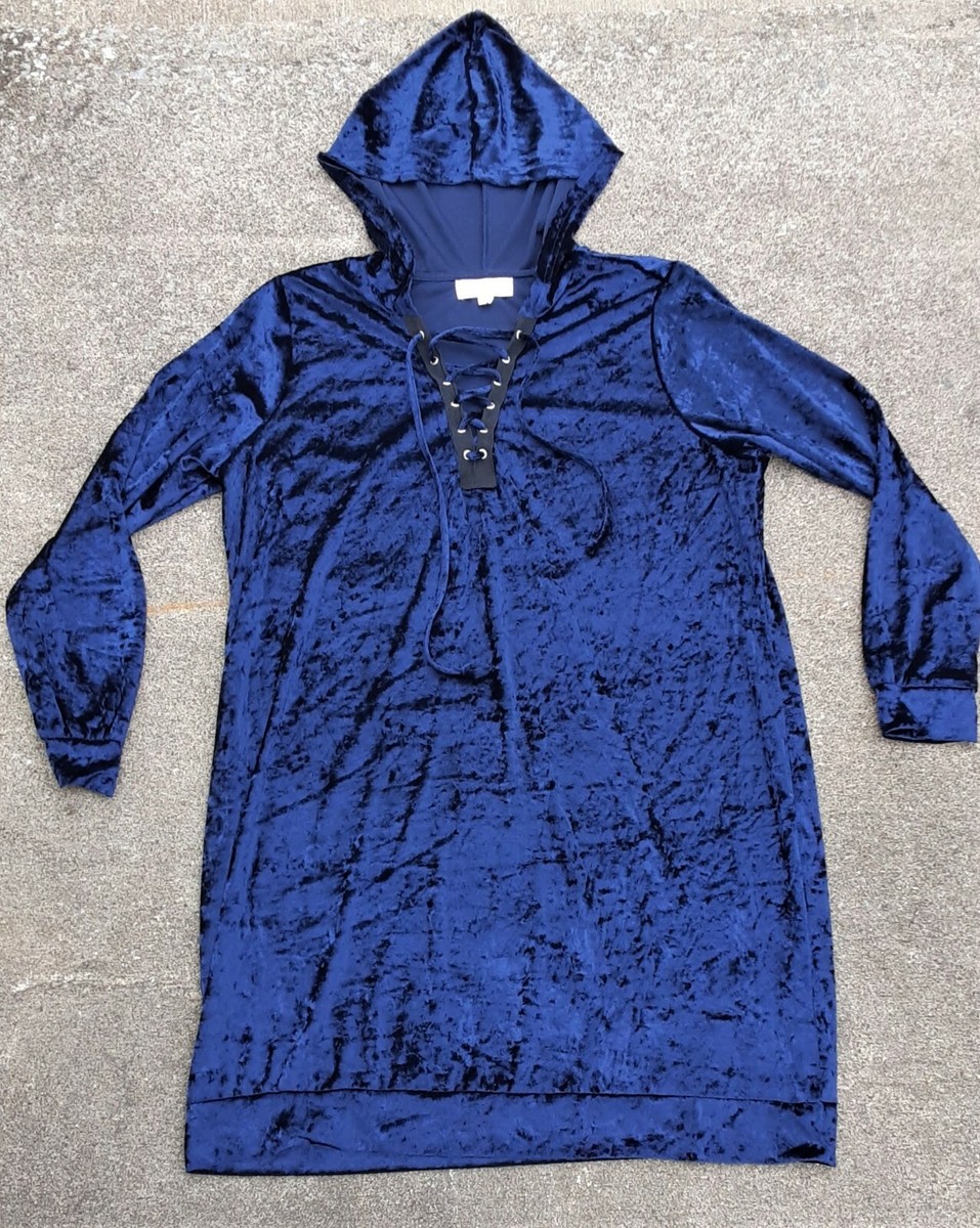 Velvet/Velour Hooded Mini Dress Navy Blue No Comment Plus 2X | eBay Velvet/Velour Hooded Mini Dress Navy Blue No Comment Plus 2X | eBay