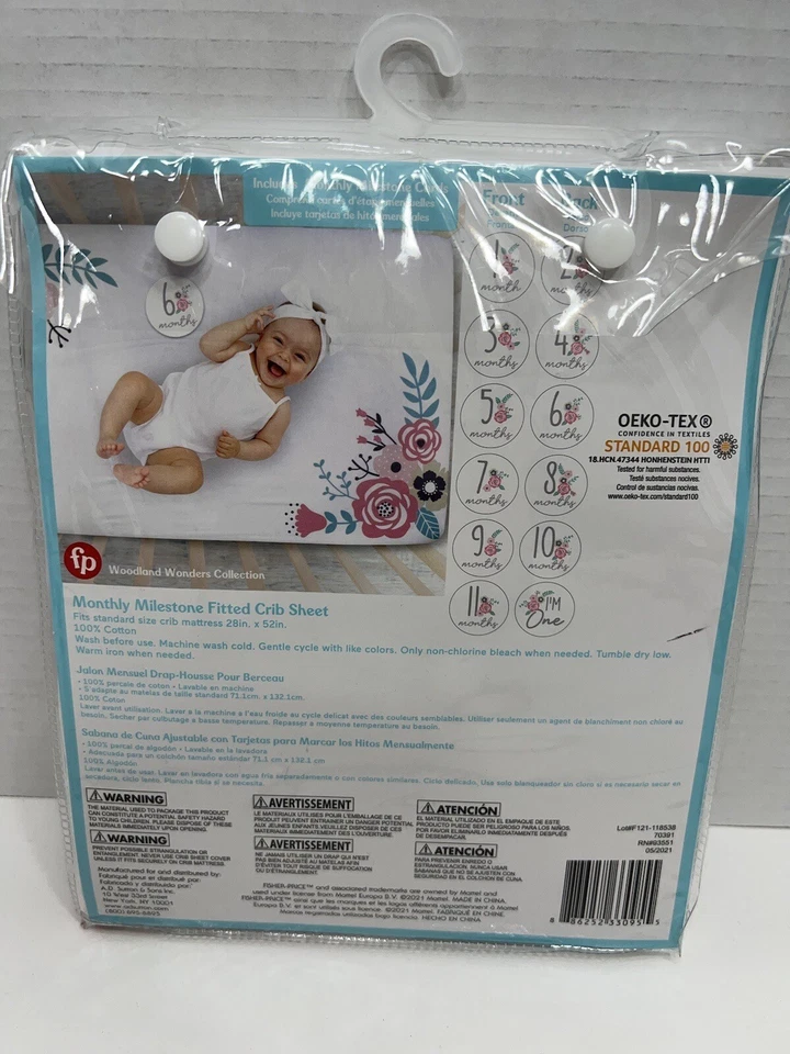 NEW Fisher Price Monthly Milestone Fitted Crib Sheet Woodland Wonders Collection - Image 2 of 4