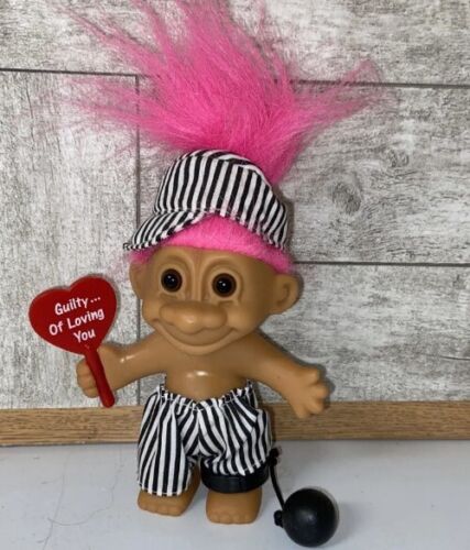 RUSS Troll Doll Valentine's Day 5" "Guilty of Loving You" sign Ball and Chain