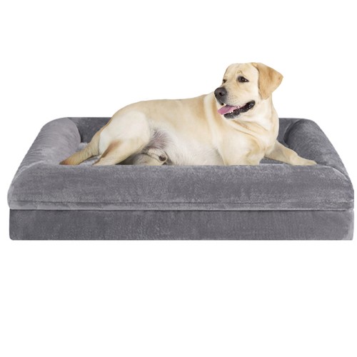 XX-Large Dog Bed Orthopedic Foam Dark Gray Pet Sofa w/ Removable Bolster & Cover - Picture 5 of 10