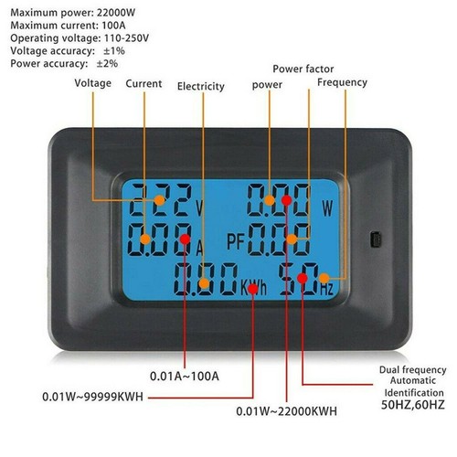 100A AC LCD Digital Volt Watt Power Voltage Meter Monitor KWh Voltmeter Ammeter - Picture 6 of 12