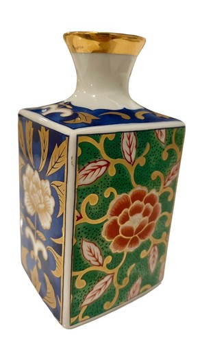Otagiri Porcelain Vase Bottle Enamel Gold Gilt Floral Made In Japan 4” Tall - Picture 1 of 10