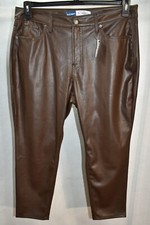 Old Navy Pants Faux Leather OG Straight Brown Size 16 Petite High Rise New