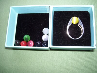 Melano Ring 925 Silber Wechsel Kugel Cateye Katzenauge Gr. 58 Wechselring Perle