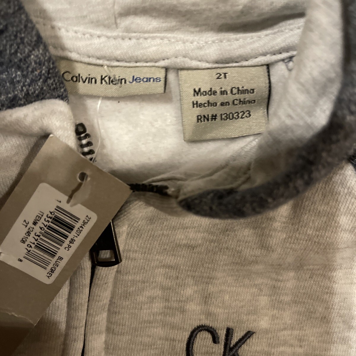 myy様 Calvin Klein Jeans Toddlers Full Zip Hoodie 2T Pockets Long Sleeve