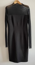 Mesh Long Sleeve High Neck Bodycon Dress Black Size S