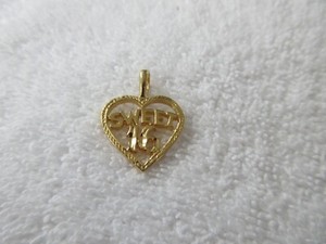 Authentic QUALITY+VINTAGE ~"YELLOW GOLD PLATED" ~" SWEET 16 DESIGN "~ HEART PENDENT!!!
