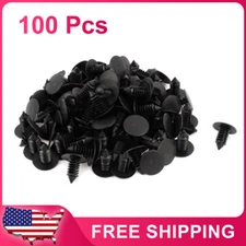 100 Pcs 9mm Hole Door Hood Panel Rivets Bumper Clips Kits Black for Car Bus 
