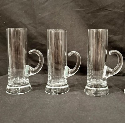 Vintage MCM Barware Liqueur Cordial Aperitif Shot Glasses W/ Handles 4  SET OF 3