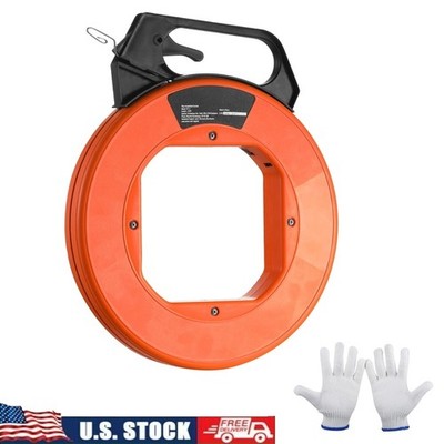 240ft Fish Tape Wire Cable Puller Steel High Plastic Case Conduit Tool New