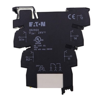 EATON XRU1H24 HIGH CURRENT TERMINAL BLOCK RELAY, XR SERIES, 24-VDC, 10-AMP