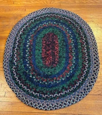 OVAL Handmade Braided Rag Rug, Multi Color, approximately 5' 6" X 4' 6"