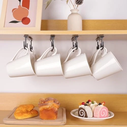 Mug Hooks Under Cabinet,3 Pieces Under Cabinet Mug Holder,Under Shelf Mug - Image 3 of 4