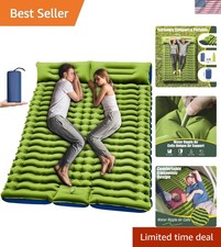 Double Sleeping Pad - Self Inflating 4" Extra-Thick for 2 Person with Pillow ...