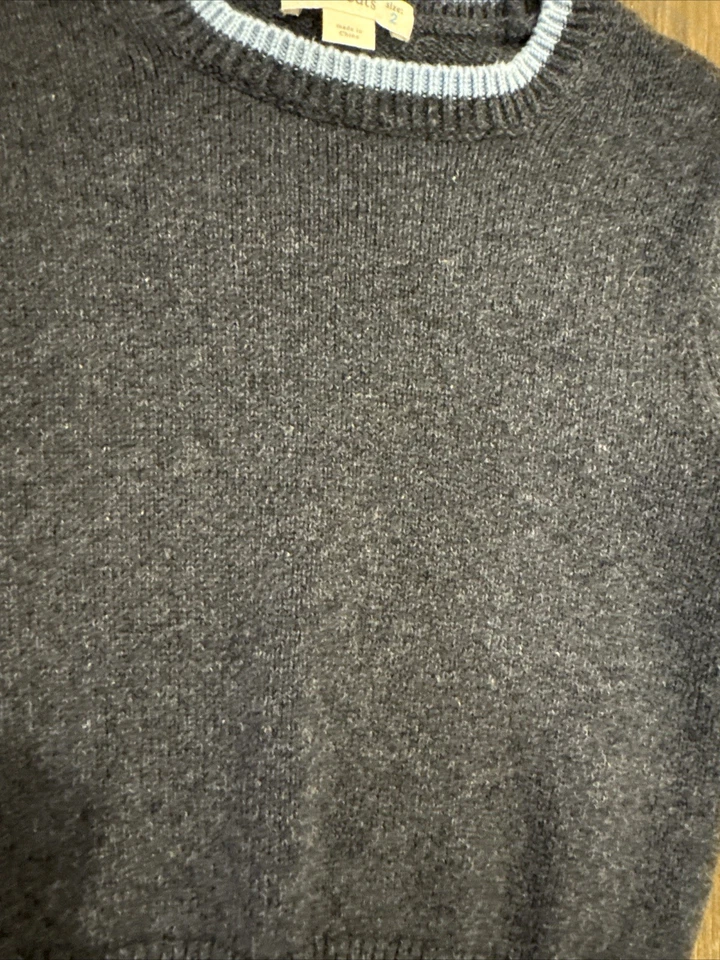 Suéter J Crew Corte Redondo Niños Talla 2 Rayos Gris Cuello Redondo Mezcla de Algodón  Foto 3 de 4