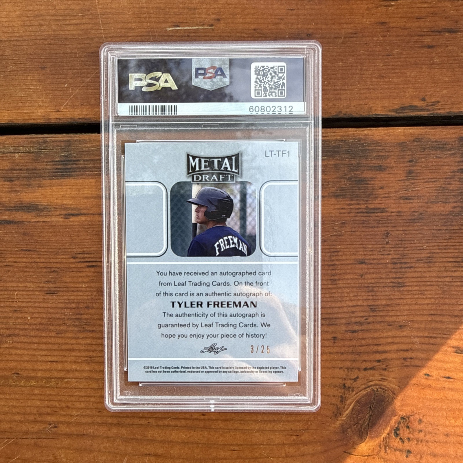 2019 Leaf Metal Draft Tyler Freeman Purple Prismatic AUTO /25 PSA 10 GEM MT view 6