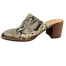 Madewell The Carey Mule in Snake Embossed Leather Blocked Heel Womens Size 7.5