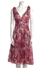 Love Shack Fancy Dress Bloom Pink Metallic Floral Midi Sz 2