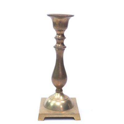 Vintage Solid Brass Candlestick Holder Square Base Footed Taper Candle Stand 6''
