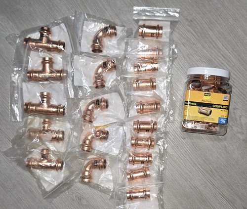 30 Viega 3/4" PROPRESS,10 SLIP COUPLING, 10 COUPLING WHIT STOP,5 ELBOW 90°,5 TEE