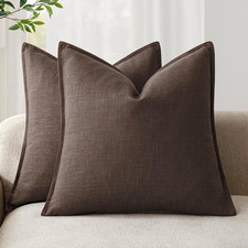 Pack of 2, Decorative Linen Soild Throw Pillow Covers Soft Accent Cushion Case B