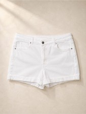 American Eagle White Mom Shorts High Rise Stretch Denim Cuffed Summer Size 12