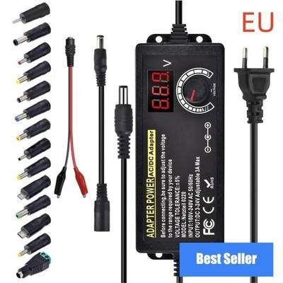 Adjustable AC DC Power Supply 3-24V 3A Lab Adapter US EU Plug