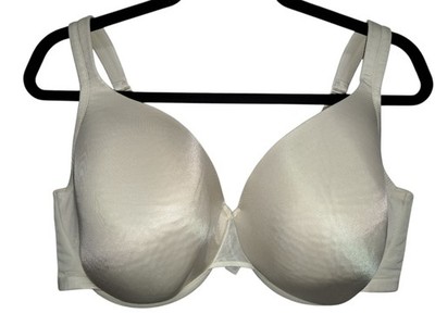 Cacique Satin Full Coverage Bra 46DD Beige Underwire Lightly Padded