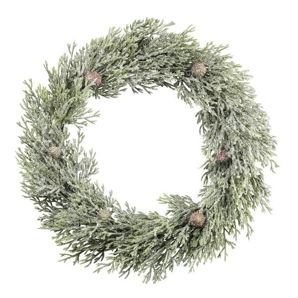 artplants KüNstlicher Kranz Zypresse Mivlo, Zapfen, Weiß-GrüN, Ø35Cm-image