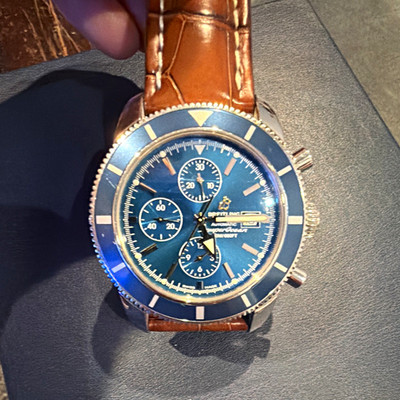 Breitling Superocean Heritage Chronograph 46 Auto Blue Dial Brown Leather