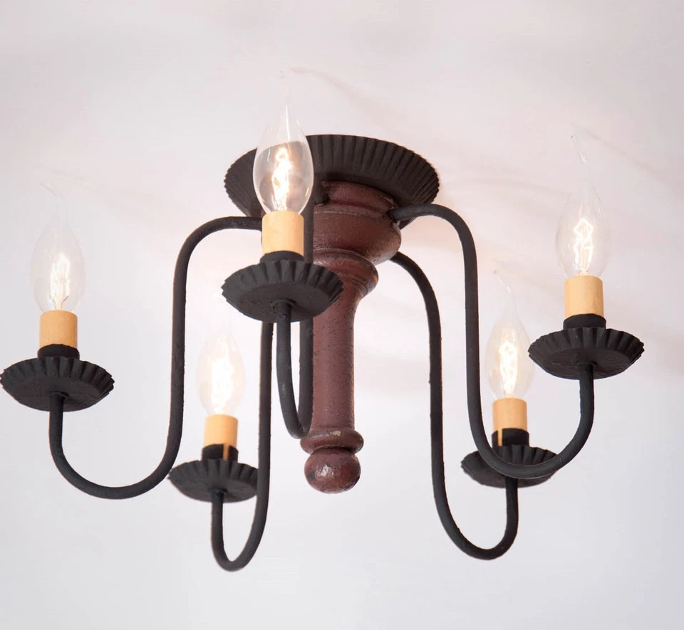 Irvin's Country Tinware Berkshire Ceiling Light in Plantation Red - Image 3 of 3