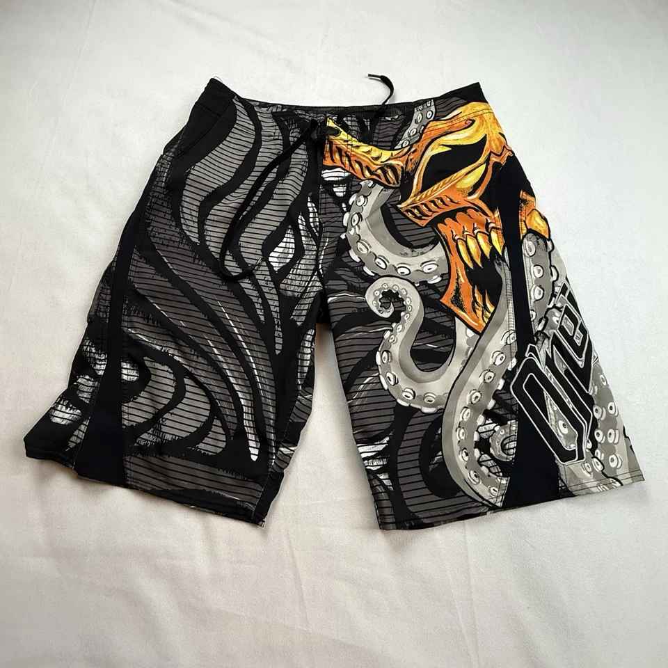 Retro Oneill Boardshorts Hombres 34 Scott Byerly Freak Wakeboard 2011 Calavera Pulpo Foto 2 de 4