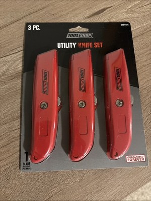 Tool Shop 3 Pack Utility Knife Set Box Cutter Resize Tool