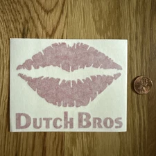 DUTCH Bros STICKER Decal RED Lips KISS Windmill DB Rare HTF Coffee THICK Font