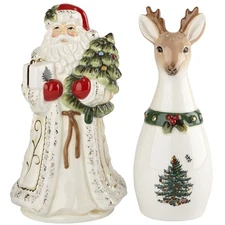 Spode Christmas Tree Santa & Reindeer Salt & Pepper Set