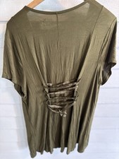 Lane Bryant Womens Lace-up Corset Back Tied Green Top Size 18/20 Stretch