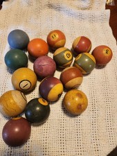 vintage pool balls, Antique Billiards Ball set made of wood