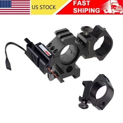 Red Dot Laser Sight with Tri-rail 25.4/30mm Ring Mount+Low Profile 1'' Ring Mount