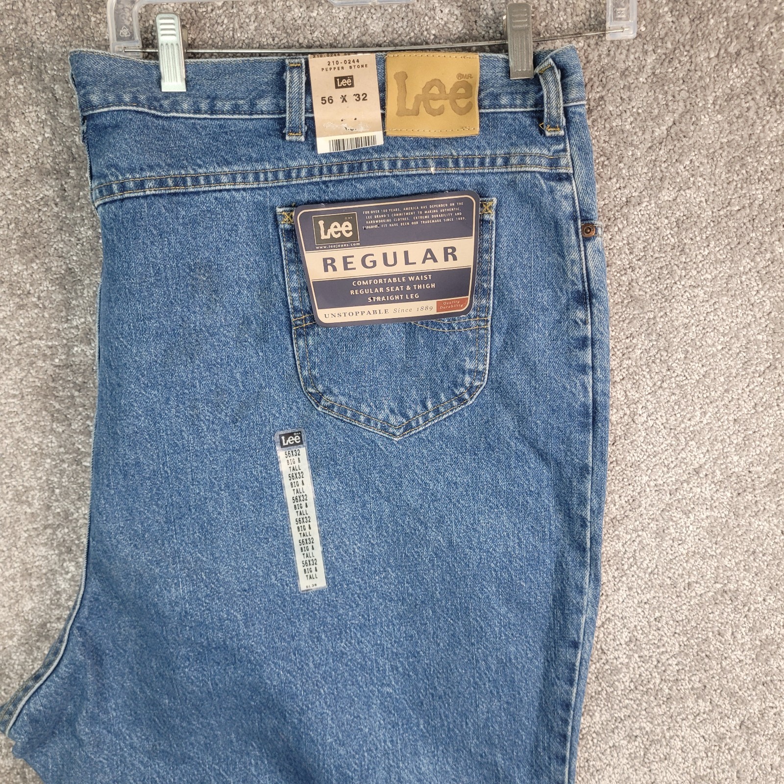 S 56x32 Pepper Stone Blue Regular Fit Straight Leg Denim Big