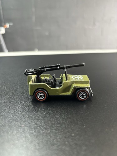 HOT WHEELS Redline US Army Jeep Gunslinger 1:64 1970 Olive Drab Green Hong Kong - Picture 4 of 5