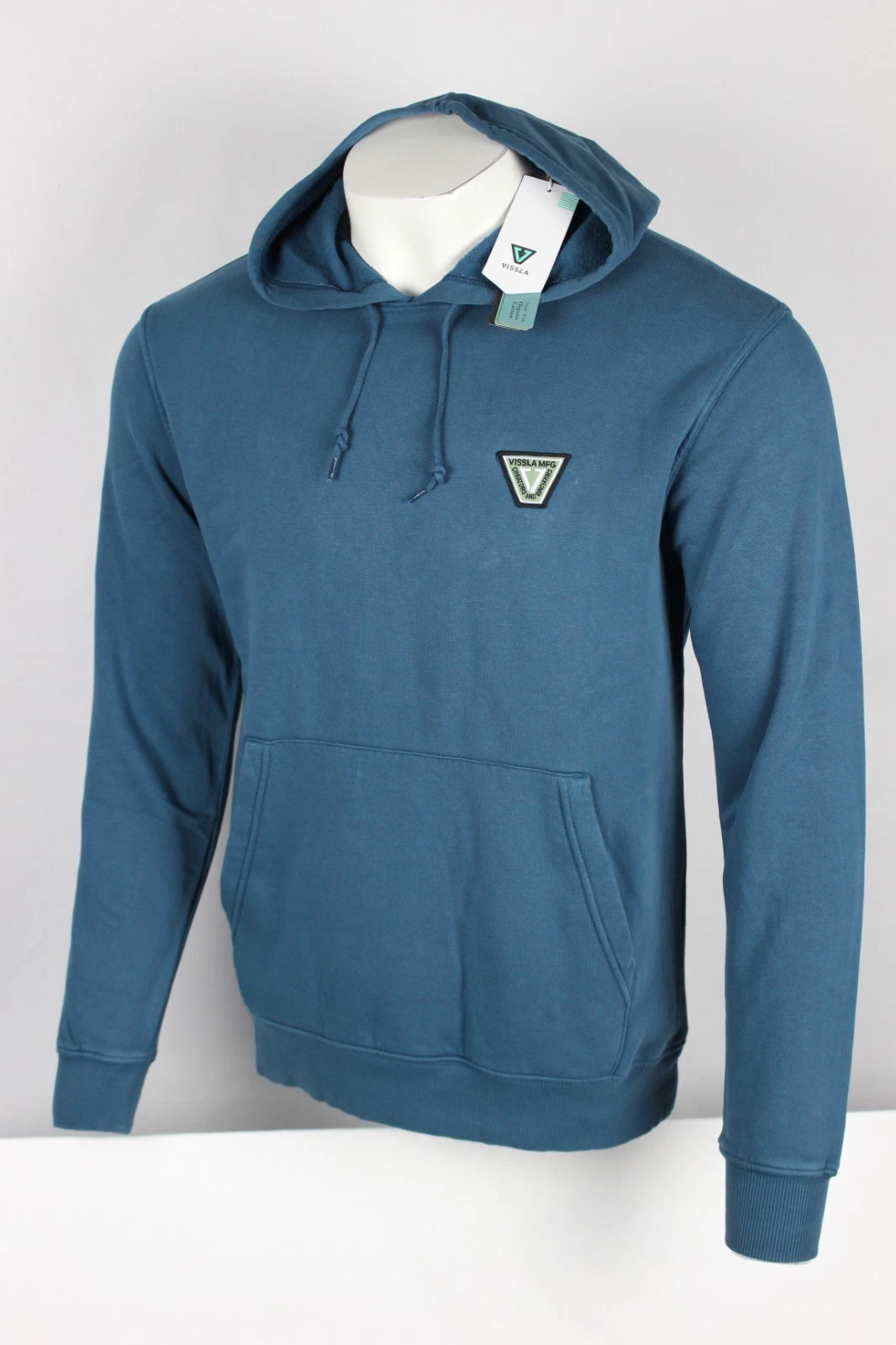 Vissla Men's Solid Sets Eco Pullover Hoodie Sweatshirt M Medium Sea 85% Organic