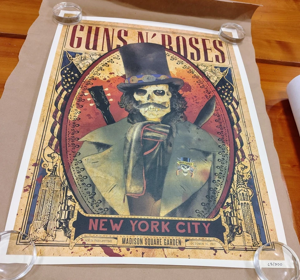 Guns N Roses - Litografía/Póster de gira rara - MSG NYC - 16 de octubre de 2017 - Slash Foto 2 de 4