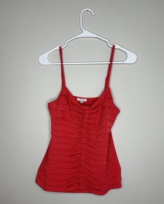 Cache Vintage Red Ruched Spaghetti Strap Top Size Medium Y2K 2000s