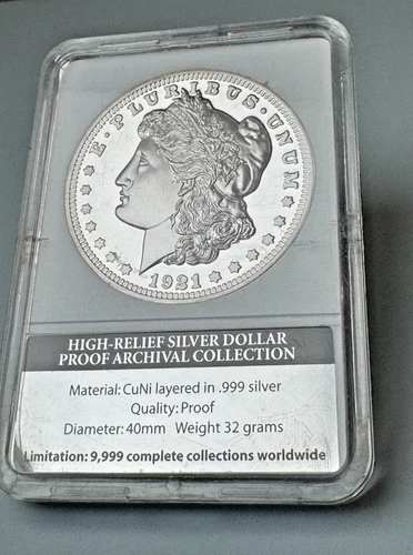 Rare!High-Relief Silver Dollar Proof Archival 1921-D Morgan Silver Dollar ~ 273