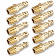 10 PCS Brass 1/4 Inch NPT Male Industrial Air Hose Quick Connect Air Hose Fit...