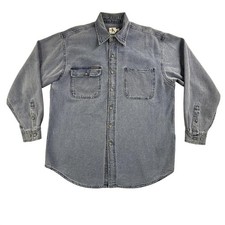 Vintage Calvin Klein Jeans Shirt Mens Medium Blue Denim Button Up Hong Kong 90s